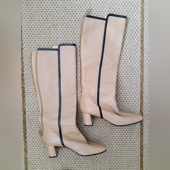 Nwot-Kate Spade Beige Leather  high-back zipper-boots. Authentic.made in Italy - Picture 2 of 8